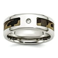 thumbnail image 1 of Stainless Steel Polished With Cubic Zirconia Printed Brown Camo Under Rubber Band Ring Size 10 Ring for Women and Men, 1 of 2