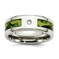 thumbnail image 1 of Stainless Steel Polished With Cubic Zirconia Printed Green Camo Under Rubber Band Ring Size 12 Ring for Women and Men, 1 of 2