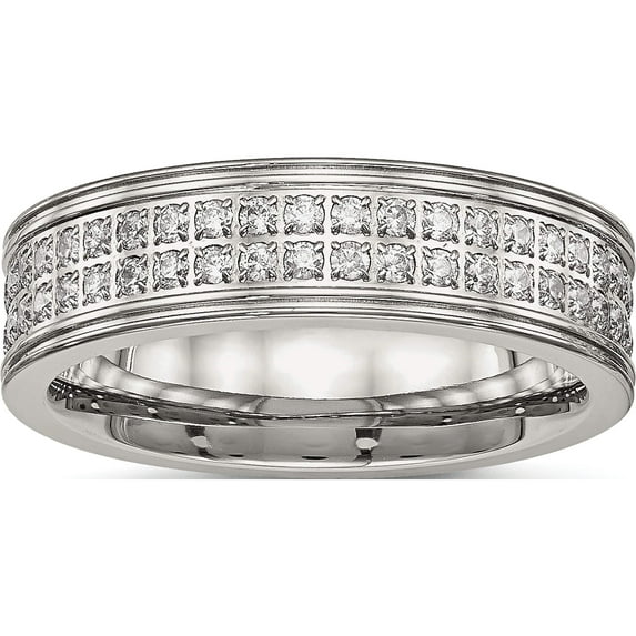 Stainless Steel Polished With Cz 6.5mm Band (Size 13) Made In China sr547-13