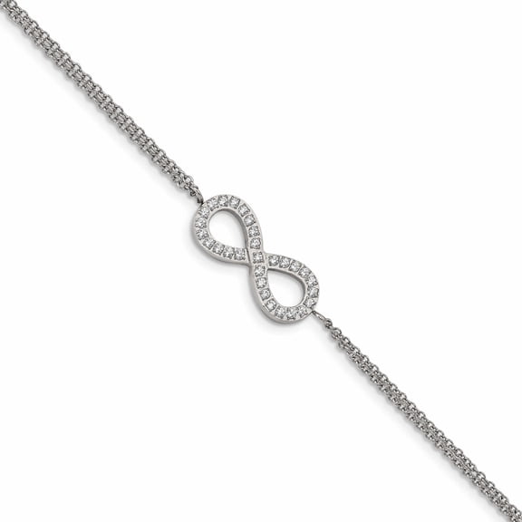 Stainless Steel Polished With Cz Infinity Symbol 6.25In 2In Ext. Bracelet (6.25 X 8.4) Made In China -Jewelry By Sweet Pea