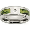 thumbnail image 1 of Stainless Steel Polished With Cz Printed Green Camo Under Rubber Band (Size 9) Made In China sr451-9, 1 of 5