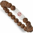 thumbnail image 1 of Stainless Steel Polished With Enamel Medical Id Zingana Wood Bracelet Made In China -Jewelry By Sweet Pea, 1 of 6
