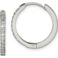 thumbnail image 1 of Stainless Steel Polished With Preciosa Crystal 2mm Hinged Hoop Earrings (19 X 19.5) Made In China sre1514, 1 of 5