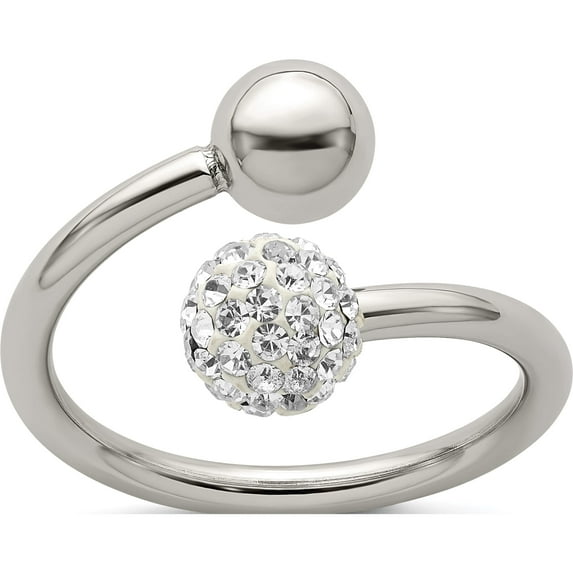 Stainless Steel Polished With Preciosa Crystal Ring (Size 7) Made In China sr667-7
