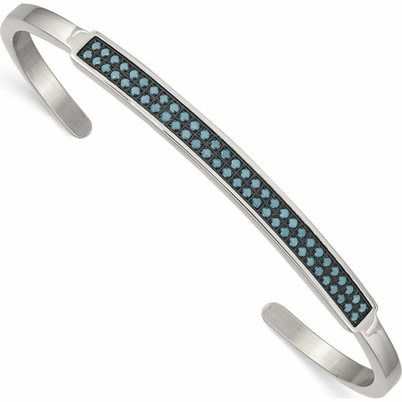 Stainless Steel Polished With Reconstructed Turquoise 5mm Cuff Bangle Made In China -Jewelry By Sweet Pea