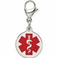 thumbnail image 1 of Stainless Steel Polished With Red Enamel Medical Id Charm (35 X 18) Made In China -Jewelry By Sweet Pea, 1 of 8