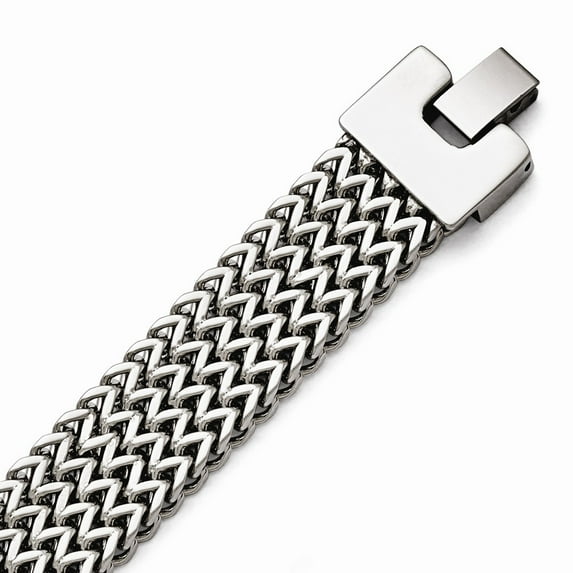 Stainless Steel Polished Woven Bracelet - 7.5 Inch