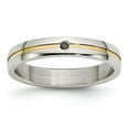 thumbnail image 1 of Stainless Steel Polished Yellow IP-plated .025pt. Diamond 4mm Band, 1 of 7
