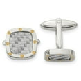 thumbnail image 1 of Stainless Steel Polished Yellow IP w/Grey Carbon Fiber Inlay Cuff Links, 1 of 6