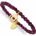 thumbnail image 1 of Stainless Steel Polished Yellow Ip Heart Dark Purple Jade Stretch Bracelet Made In China -Jewelry By Sweet Pea, 1 of 6
