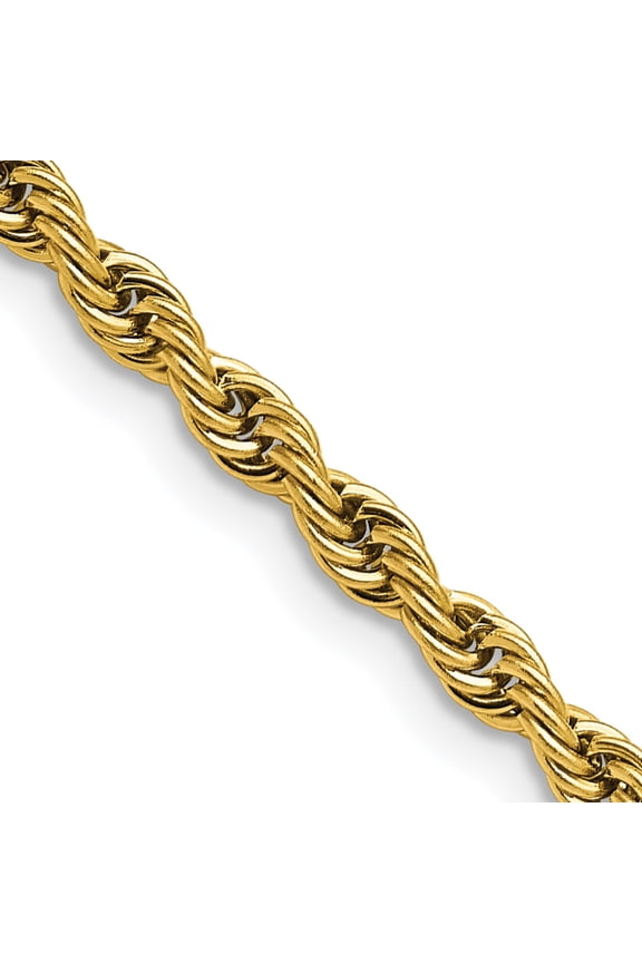 Stainless Steel Polished Yellow Ip-Plated 4mm 30 Inch Rope Chain (30 X 4) Made In China srn673gp-30