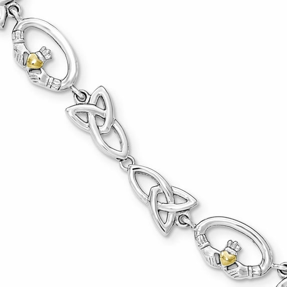 Stainless Steel Polished Yellow Ip-Plated Claddagh 7.75In Bracelet Made In China -Jewelry By Sweet Pea