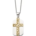 thumbnail image 1 of Stainless Steel Polished Yellow Ip-Plated Cross Dog Tag 18In Necklace (18 X 16.5) Made In China srn2907-18, 1 of 5