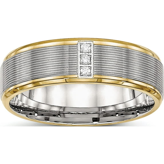 Stainless Steel Polished Yellow Ip-Plated With Cz 6mm Grooved Band (Size 13) Made In China sr552-13