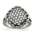 thumbnail image 1 of Stainless Steel Polished and Antiqued CZ Square Ring, 1 of 7