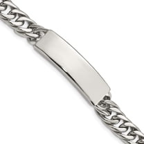 Stainless Steel Polished and Antiqued Curb ID Link Bracelet, 8.5