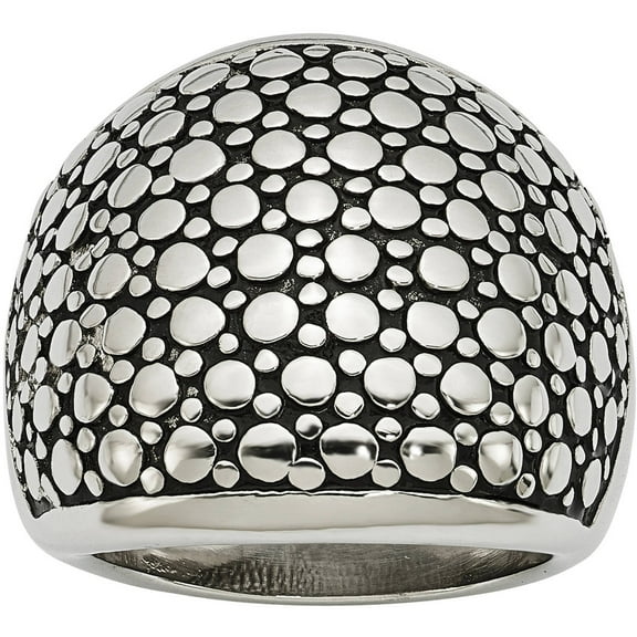 Stainless Steel Polished and Antiqued Ring