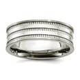 thumbnail image 1 of Stainless Steel Polished and Beaded 7mm Band Size 7.5 Ring for Women and Men - 5.2 Grams, 1 of 2
