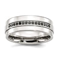 thumbnail image 1 of Stainless Steel Polished and Black Diamonds Ring Size 10 Ring for Women - .15 dwt, 1 of 2