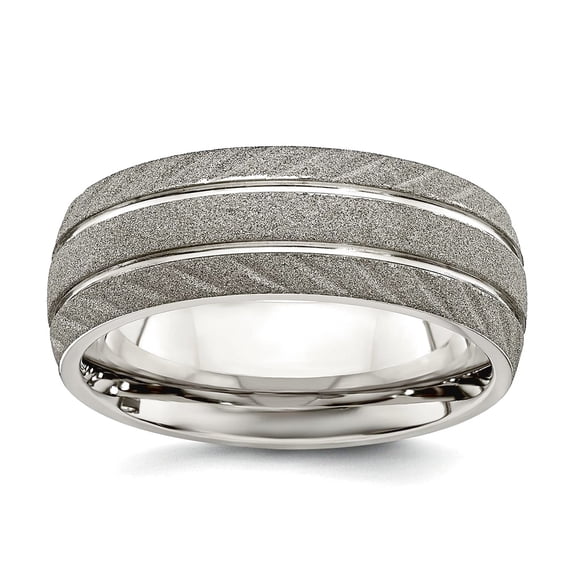 Stainless Steel Polished and Satin 8mm Band Size 10.5 Ring for Women and Men - 8.7 Grams