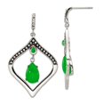 thumbnail image 1 of Stainless Steel Polished and Simulated Dyed Jade Post Earrings Measures 46.65x28.2mm Wide Jewelry for Women, 1 of 2