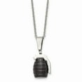 thumbnail image 1 of Stainless Steel Polished and Textured Black IP-plated Grenade Necklace; 16 inch; for Adults and Teens; for Women and Men, 1 of 1