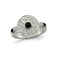 thumbnail image 1 of Gem & Harmony Stainless Steel Polished and Textured Black Onyx Ring for Women, 1 of 5