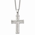 thumbnail image 1 of Stainless Steel Polished and Textured Cross 22in Necklace; 22 inch; for Adults and Teens; for Women and Men, 1 of 1