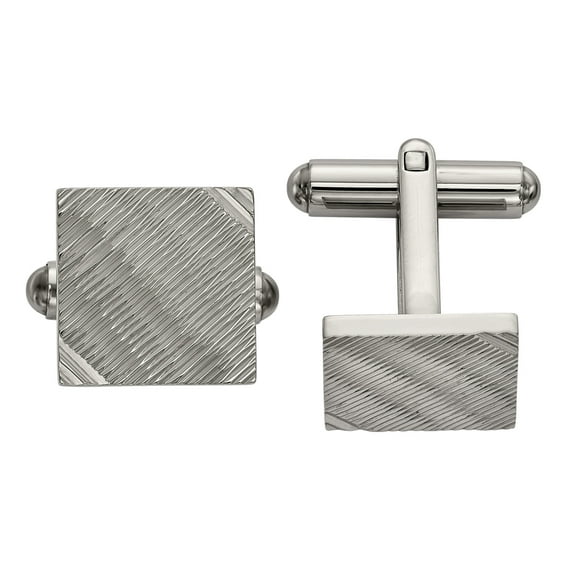 Stainless Steel Polished and Textured Square Cuff Links
