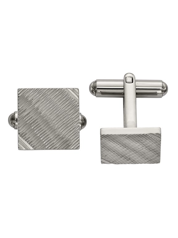 Stainless Steel Polished and Textured Square Cuff Links