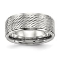 thumbnail image 1 of 9mm Stainless Steel Polished Ridged Edge Sparkle Cut Ring Size 9.5 - Ring for Women, 1 of 2