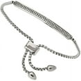 thumbnail image 1 of Stainless Steel Polished with 2 Row CZ Bar Friendship/Bolo Adjustable Bracelet, 1 of 7