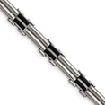 thumbnail image 1 of Stainless Steel Polished with Black Rubber Inlay 8in Chain Bracelet; 8 inch; for Adults and Teens; for Women and Men, 1 of 1