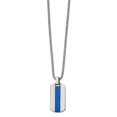 thumbnail image 1 of Stainless Steel Polished with Blue Enamel Dog Tag 20in Necklace; 20 inch; Lobster (Fancy) Clasp; for Adults and Teens; for Women and Men, 1 of 2