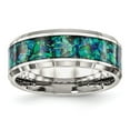thumbnail image 1 of Stainless Steel Polished with Blue Imitiation Opal 8mm Men's Ring, 1 of 7