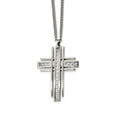 thumbnail image 1 of Stainless Steel Polished with Grey Carbon Fiber Inlay 24in Cross Necklace; 24 inch; for Adults and Teens; for Women and Men, 1 of 3