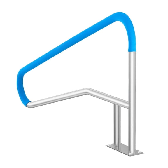 Stainless Steel Pool Handrail, 55 x 32 Inch - Pool Railing for Decks, Indoor/Outdoor Pools, Safety Grab Bar with Grip & Base Plate -