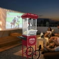 thumbnail image 1 of Stainless Steel Popcorn Machine with Cart, 10 Oz Kettle Makes 40 Cups Per Batch, 800W Commercial Popcorn Maker with Heat-Resistant Glass & Removable Cart for Movie Theater Home Use, Red, 1 of 5