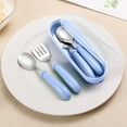 thumbnail image 1 of Stainless Steel Portable Cutlery Set | Spoon Fork Set with Dual Storage Box | Compact Travel Tableware | Food Grade Metal | Lightweight for Camping, Picnic, Office, Red Blue Green | 6.1" Durable, 1 of 6