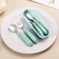 thumbnail image 1 of Stainless Steel Portable Cutlery Set | Spoon Fork Set with Dual Storage Box | Compact Travel Tableware | Food Grade Metal | Lightweight for Camping, Picnic, Office, Red Blue Green | 6.1" Durable, 1 of 6