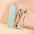 thumbnail image 1 of Stainless Steel Portable Cutlery Set with Storage Box – Reusable Camping Utensils for Travel, Office, School, Eco-Friendly Lightweight & Easy to Clean Green, 1 of 6