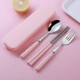 thumbnail image 1 of Stainless Steel Portable Cutlery Set, Student Office Worker Chopsticks Spoon Fork, Three-piece Gift Set, Compact Portable, Recyclable, Easy to Clean, for Picnic Camping Work School, 1 of 8