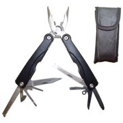 Stainless Steel Portable Multi-tool with 15 Components and Nylon Holster EDC