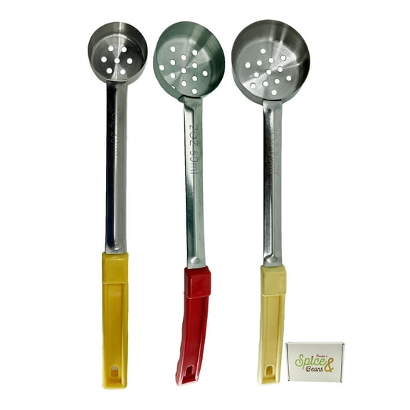 Stainless Steel Portion Control Perforated Serving Spoon 3-Piece Combo Set 1oz, 2oz, 3oz