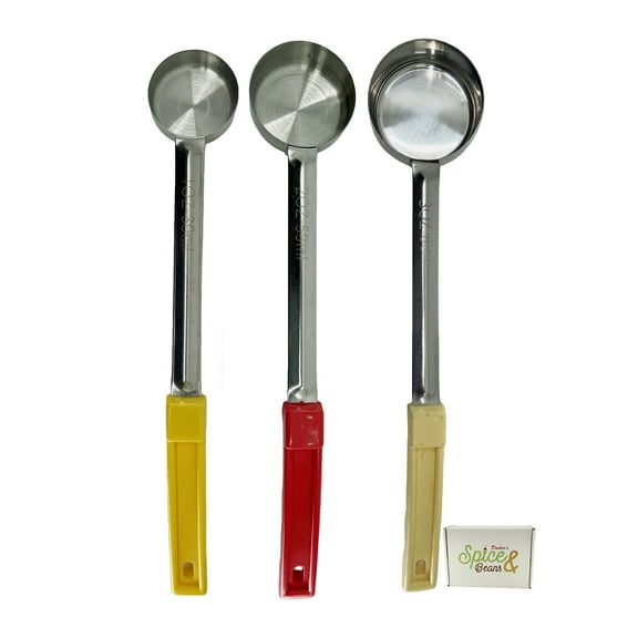 Stainless Steel Portion Control Solid Serving Spoon 3-Piece Combo Set 1oz, 2oz, 3oz