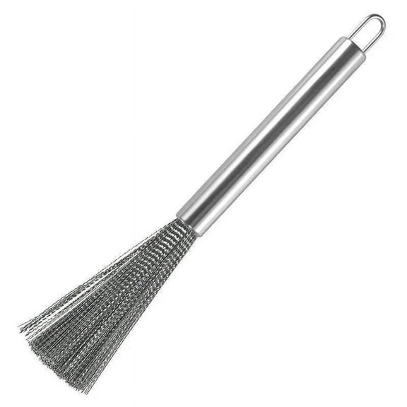 Stainless Steel Pot Brush with Non-Shedding Bristles and Hanging Hole, Heavy-Duty Kitchen Scrubber for Pots Pans Grime, Rust-Resistant Long-Lasting Dishwashing Tool for Home Commercial Use