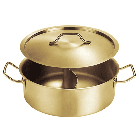 Stainless Steel Pot Double Handle Double-Handled Pot Stainless Steel Hot Pot Basin Household Hot Pot Soup Pot A,1 x pot 1 x lid,As Shown