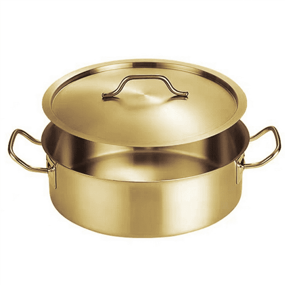 Stainless Steel Pot Double Handle Double-Handled Pot Stainless Steel Hot Pot Basin Household Hot Pot Soup Pot B,1 x pot 1 x lid,As Shown