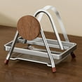 thumbnail image 1 of Stainless Steel Pot Lid Holder with Drip Tray, Stove Top Utensil Organizer Rack for Kitchen Countertop, Space Saving Lid & Utensil Storage Drain Rack, 1 of 5