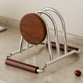thumbnail image 1 of Stainless Steel Pot Lid Organizer with Drip Tray, Utensil Holder & Countertop Storage Rack, Space Saving for Next to Stove, 1 of 5